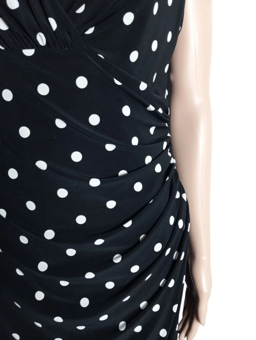 Ralph Lauren Black and White Polka Dot V-Neck Sheath Dress Size 12P